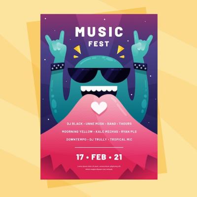 Music Festival Poster Vector Template – Free Download