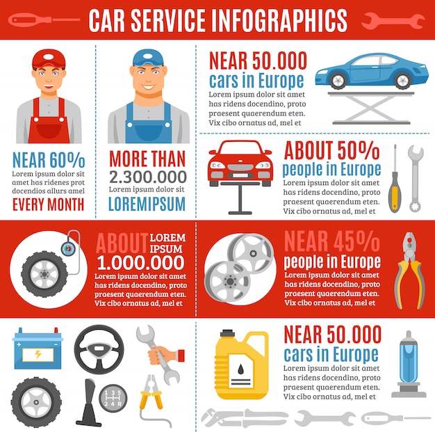 Auto Repair Service Flat Infographic Banner – Free Download