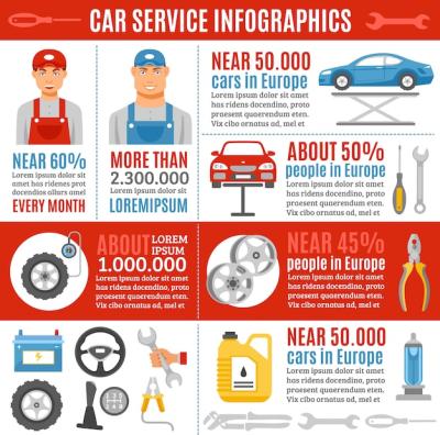 Auto Repair Service Flat Infographic Banner – Free Download