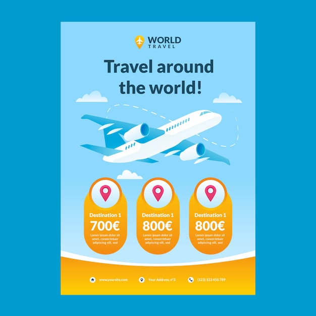 Gradient Vertical Poster Template for Travel Agency – Free to Download