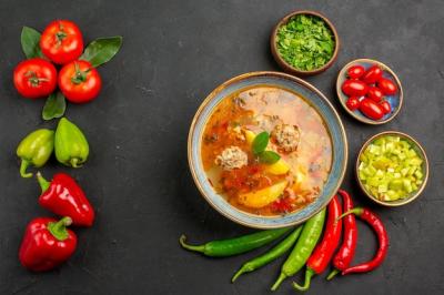 Tasty Meatballs Soup with Greens and Pepper – Free Stock Photo for Download