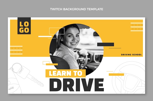 Driving School Flat Design Twitch Background – Free Download