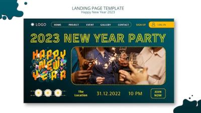 New Year 2023 Landing Page Template Design – Free Download