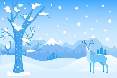 Winter Landscape in Flat Design – Download Free Stock Photo