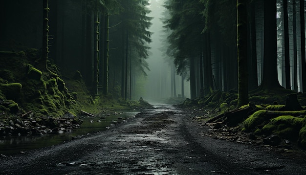 Mysterious Fog and Dark Forest: Tranquil Beauty in Nature – Free Download