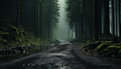 Mysterious Fog and Dark Forest: Tranquil Beauty in Nature – Free Download