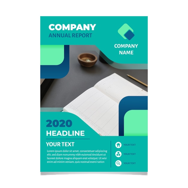 Abstract Annual Report Template Featuring Eye-Catching Photos – Free Download