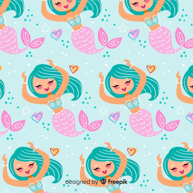 Hand Drawn Mermaid Pattern – Free Download