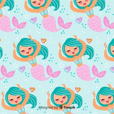 Hand Drawn Mermaid Pattern – Free Download