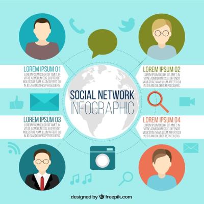 Social Media Infographic Template with Avatars – Free Download