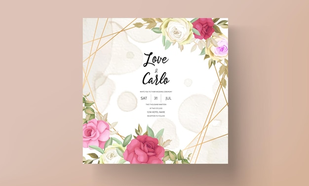 Beautiful Rose Flower Wedding Invitation Card – Free Download