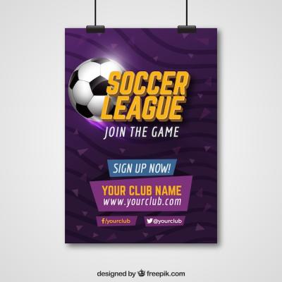 Soccer League Flyer Featuring Realistic Ball Design – Free Download