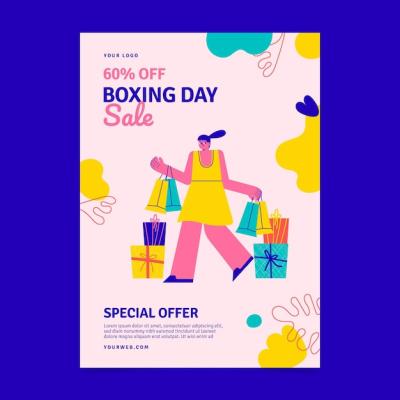 Hand Drawn Boxing Day Vertical Sale Poster Template – Free Download