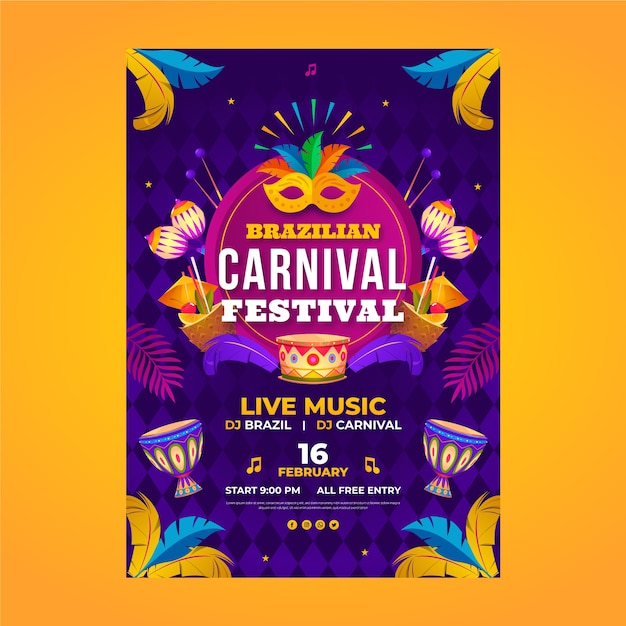 Gradient Carnival Vertical Poster Template – Free Download