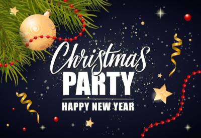 Christmas Party Lettering and Ball – Free Download for Creative Projects