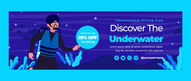 Diving Flat Twitter Header – Free Download