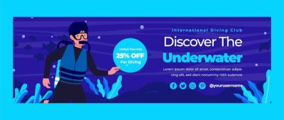 Diving Flat Twitter Header – Free Download