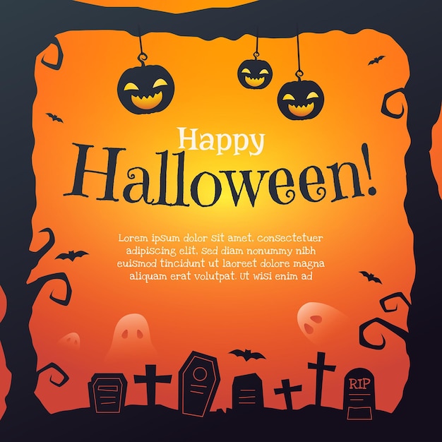 Gradient Halloween Frame Template – Free Download