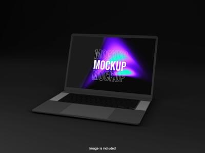 Modern Black Laptop Design PSD Mockup with 3D Render – Free Download