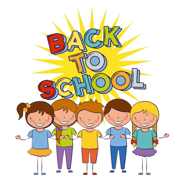 Back to School Illustration Featuring Five Kids – Free Download