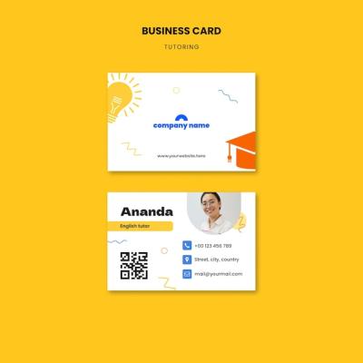 Flat Design Tutoring Job Business Card Template – Download Free Stock Photo