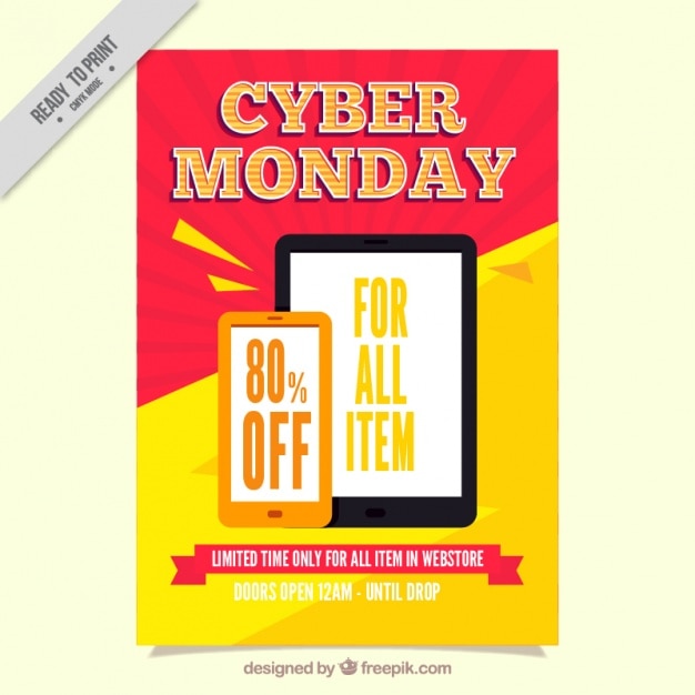 Colorful Cyber Monday Flyer in Flat Style – Free Download