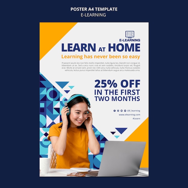 E-learning Poster Template Design for Easy Customization – Free Download