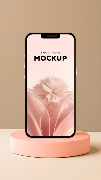 Minimal Modern Smartphone Mockup on Podium Stage with Futuristic Abstract Background – Free Download