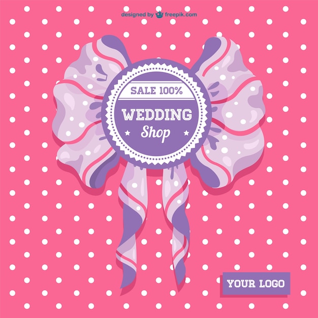 Wedding Sale Ribbon Card Vector Template – Free Download