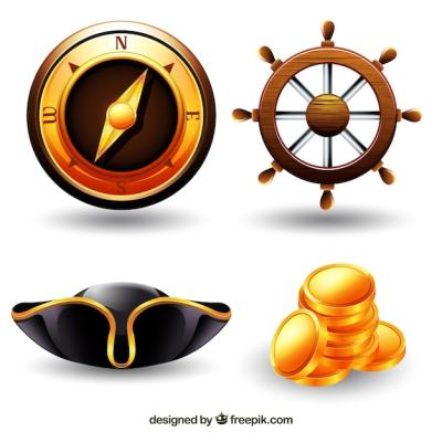 Compass and Pirate Elements Vector Template – Free Download