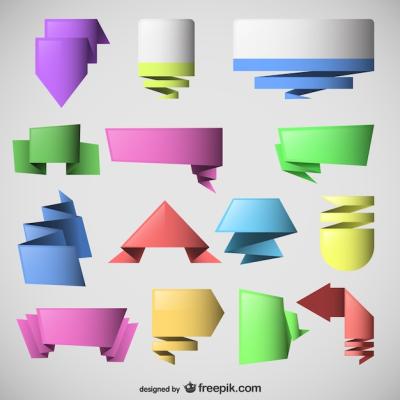 Abstract Origami Ribbons and Labels – Free to Download