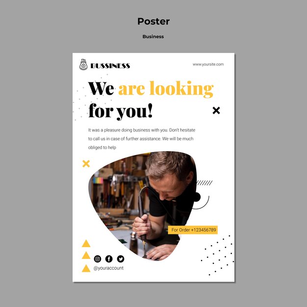 Flat Design Poster Business Template – Free Download