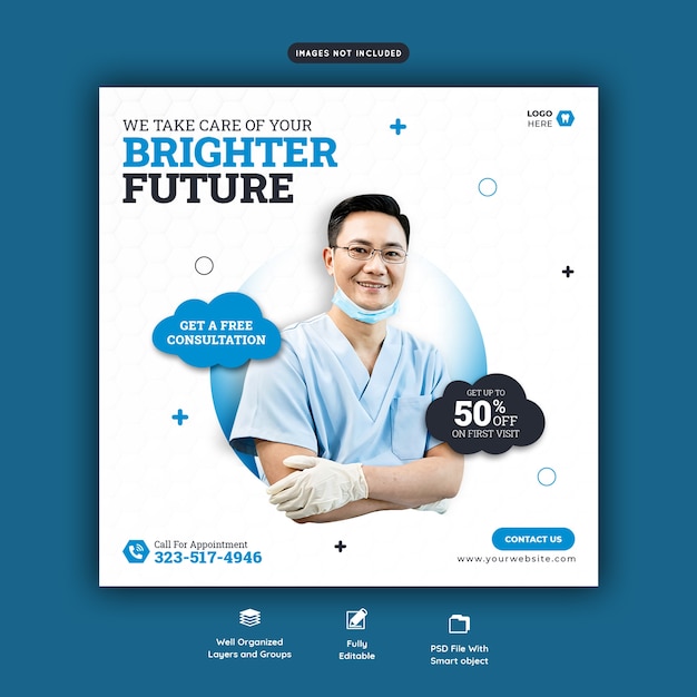 Dentist and Dental Care Social Media Banner Template – Free Download