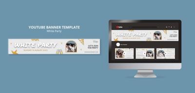 Festive White Party YouTube Banner with Decorations – Free Download