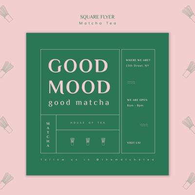 Good Mood Matcha Tea Square Flyer – Free Download