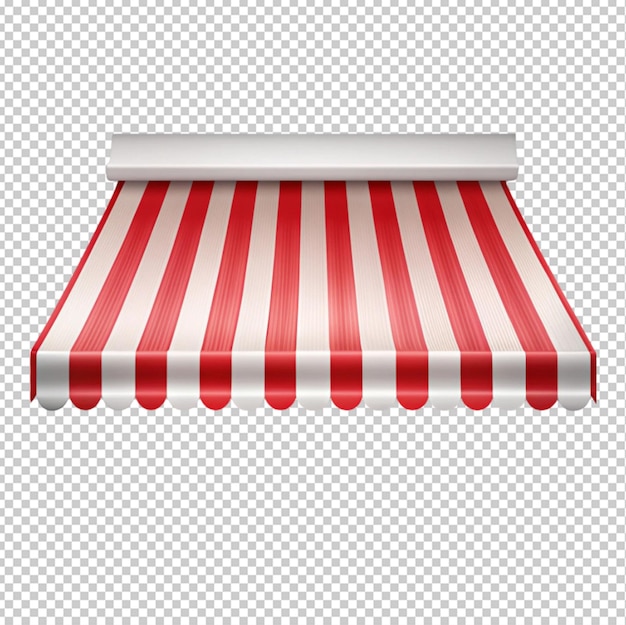 White and Red Awning on Transparent Background – Free Download