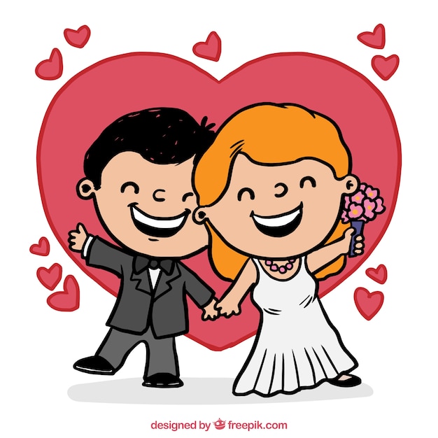 Hand Drawn Smiling Married Couple – Free Stock Photo, Download Free