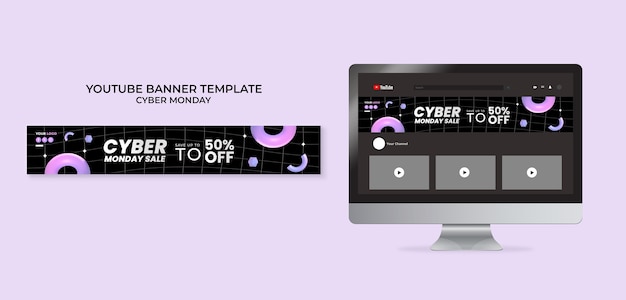 Cyber Monday Sales YouTube Banner Template – Free Download