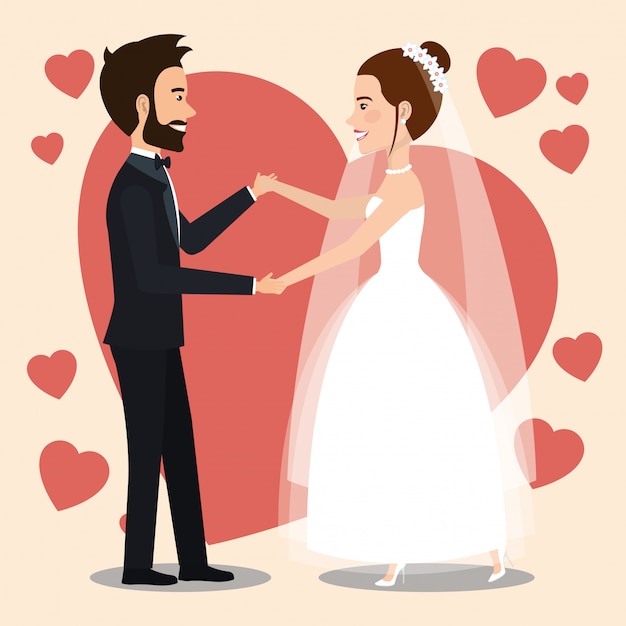 Just Married Couple Dancing Avatars Characters – Free Download