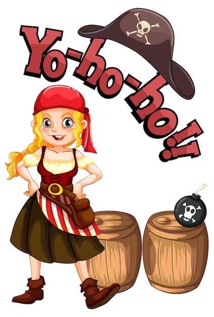 Yo Ho Ho Font Featuring a Pirate Girl Cartoon Character – Free Download