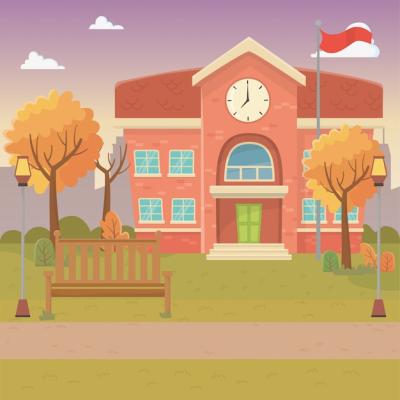 School Building Design Vector Illustration – Free Download