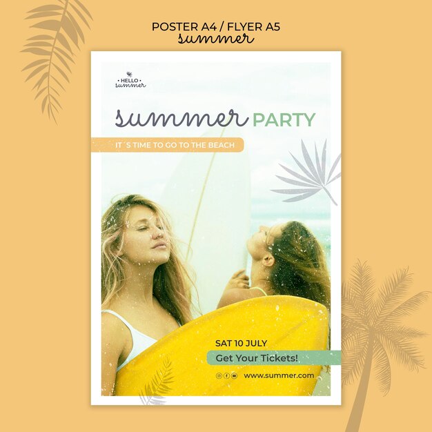 Summer Party Poster Template – Free Download, Download Free Stock Photo