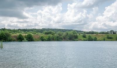 Summer Countryside Landscape with River, Forest, and Clouds – Free Download