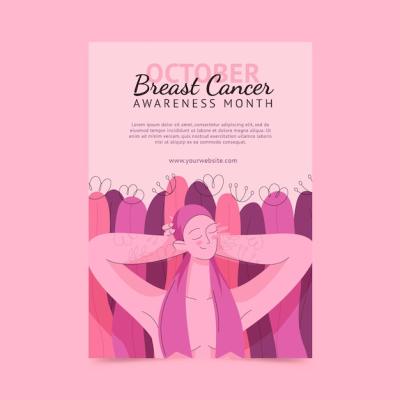 Hand Drawn Breast Cancer Awareness Month Poster Template for Free Download