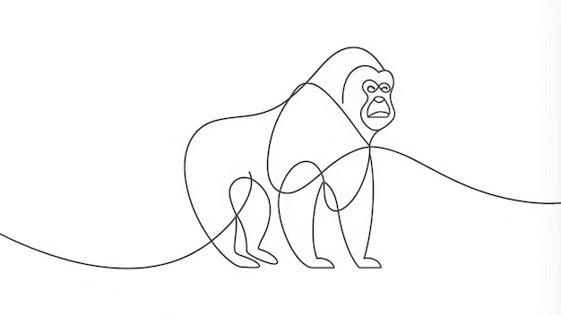 Continuous Line Drawing of a Gorilla for Artistic Projects and Designs – Free Download