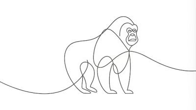 Continuous Line Drawing of a Gorilla for Artistic Projects and Designs – Free Download