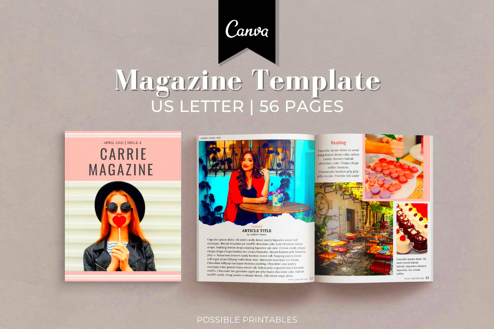 Canva Magazine Template for Small Business Owners Bloggers Etsy