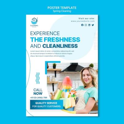 Spring Cleaning Template in Flat Design – Free Download