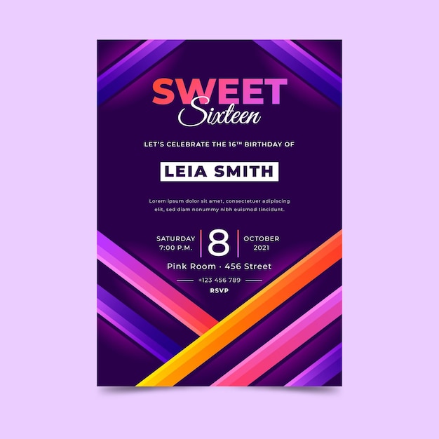 Gradient Birthday Invitation Template – Free Download