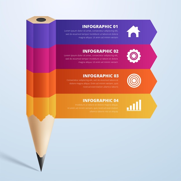 Education Pencil Infographics Step Options – Download Free Stock Photo